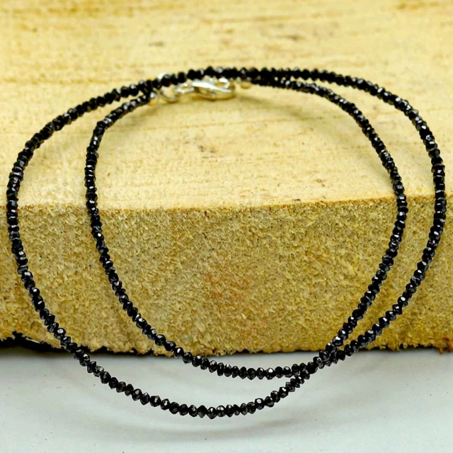 2.5-3mm Natural Black Diamond gemstone beads necklace 18Inches Colorful Wrist