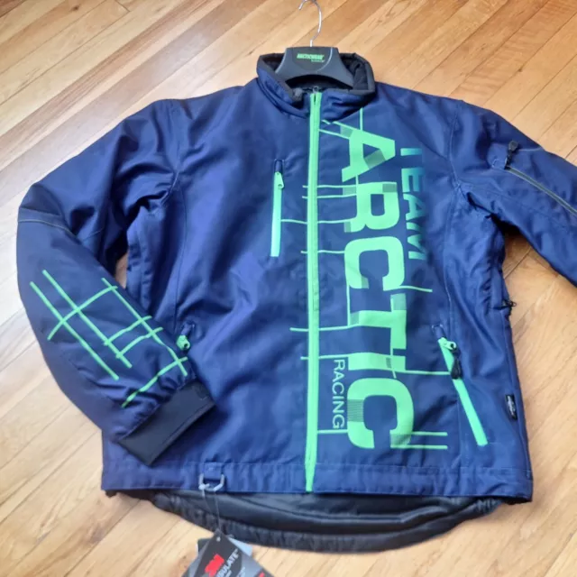 Men's Arctic Cat Large Pro Flex Snowmobile Jacket Coat Team Arctic Blue/Grn NWT