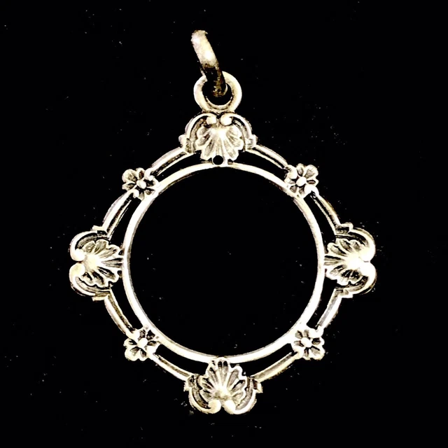 Pendentif Ancien Début Du XXe Siècle En Métal Argenté Ajouré - Occasion - Bijou Vintage