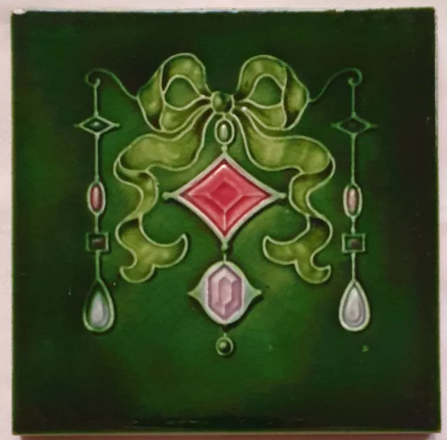 Excellent Art Nouveau Jewel tile, T R Boote.  C1907.