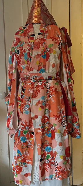 Gorgeous Ceremonial Silk large girls /small womans kimono, obi, sash Tsukuri
