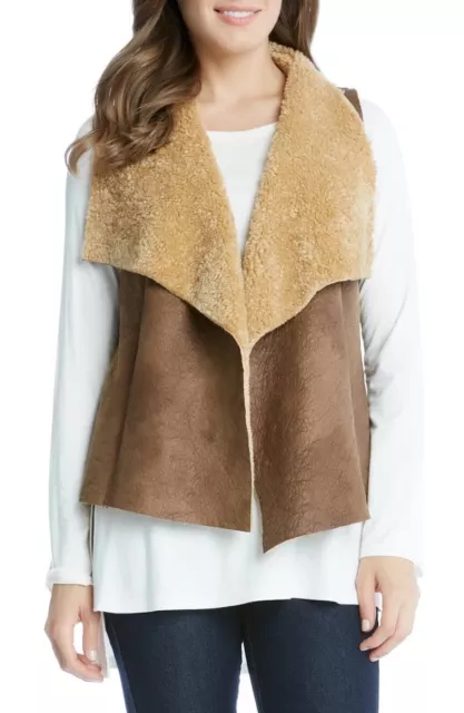 $159 Karen Kane Women's Reversible Faux Shearling Vest Size Small S