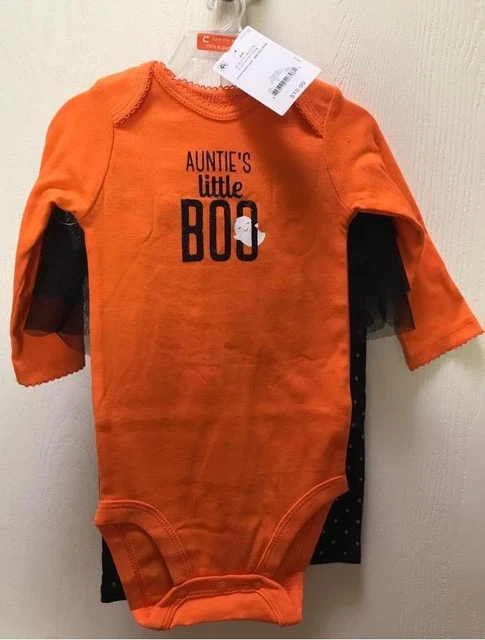 Halloween Auntie's Little Boo Carters 2 pc Bodysuit Outfit Baby Girl Newborn NWT