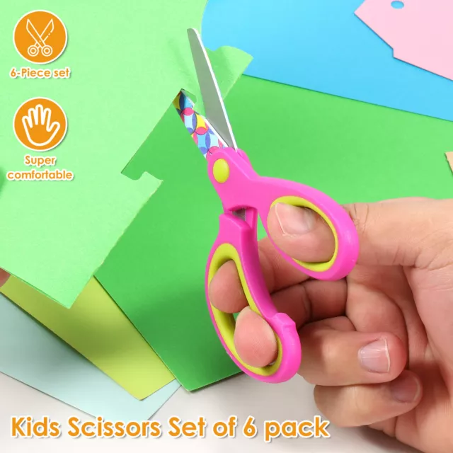 6Pcs Kids Scissors Children Scissors with Sharp Stainless Steel Blade Safe🚩