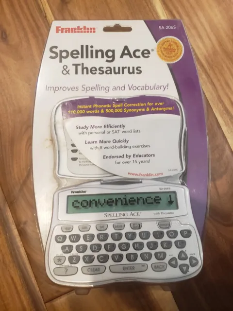 Franklin Spelling Ace & Thesaurus Model SA-206S Handheld Electronic Sealed 2004