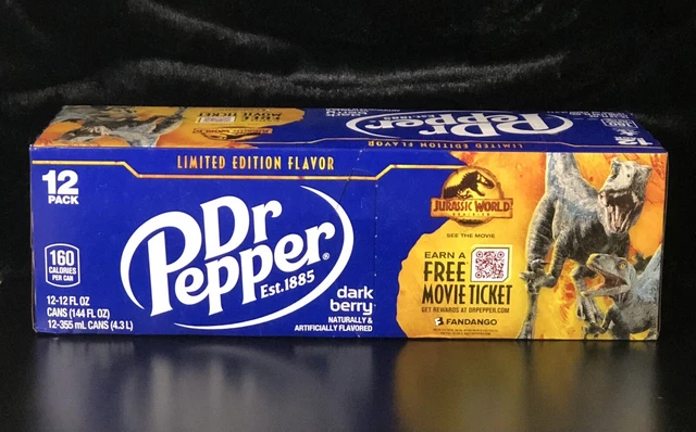 Dr. Pepper Dark Berry Jurassic World 12 Pack Unopened Box  Discontinued Limited