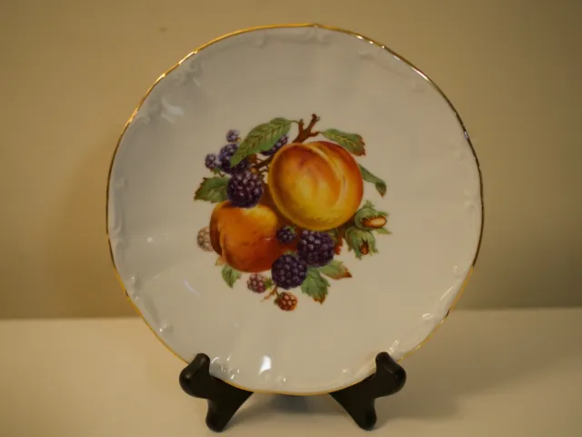Vintage Bareuther Waldsassen Plate Fruit Design Gold Edge Bavaria Germany, #253