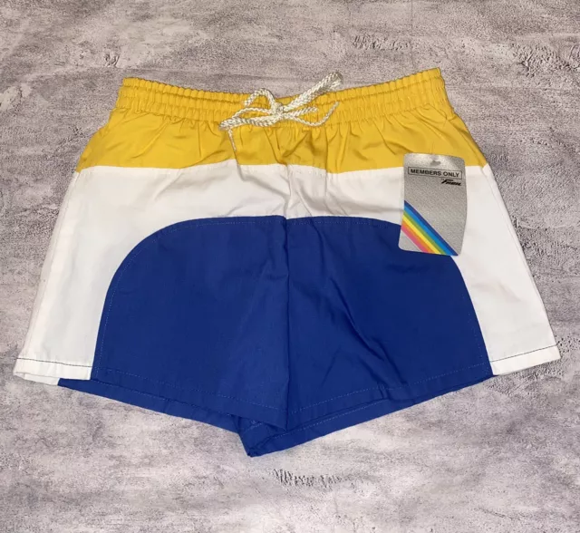 NWT NOS Vintage 1980s 90s Members Only Colorful Swim Trunks Bathing Suit Kids L