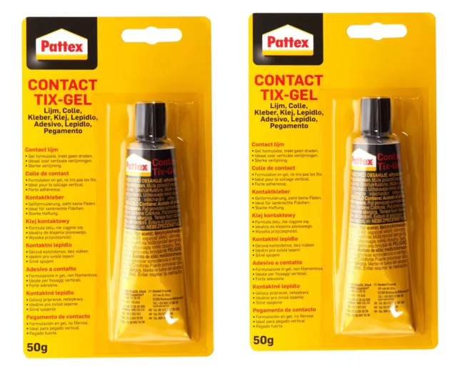 2x Pattex Adhesivo de Contacto 50g - Gelformulierung Muy Fuerte Adhesión ✅