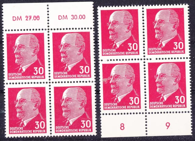 Briefmarken DDR Mi Nr. 935 XxI  2x(OR1+UR2)  W. Ulbricht  **