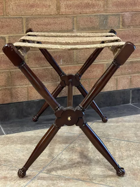 Scheibe Luggage Suitcase Rack Stand Folding Wood Tapestry Straps