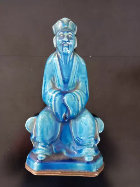 Dignitaire chinois en porcelaine cerclage bronze doré