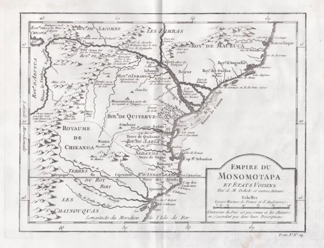 Mosambik Mocambique Africa Afrika map Karte Kupferstich engraving Bellin 1750