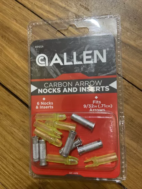 Allen Carbon Arrow Nocks And Inserts 6 Green Nocks,6 Inserts Archery Easton NEW