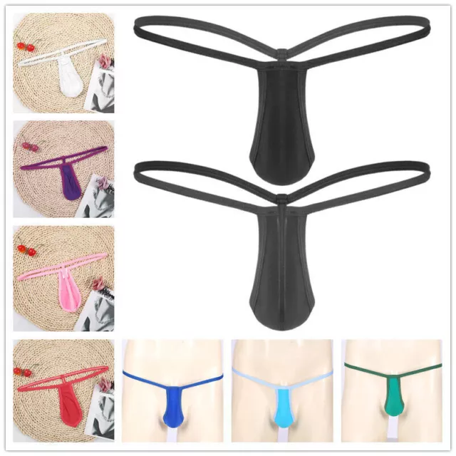 Mens Sexy Bulge Pouch Thong G-String Bikini Briefs Mini T-Back Panties Underwear