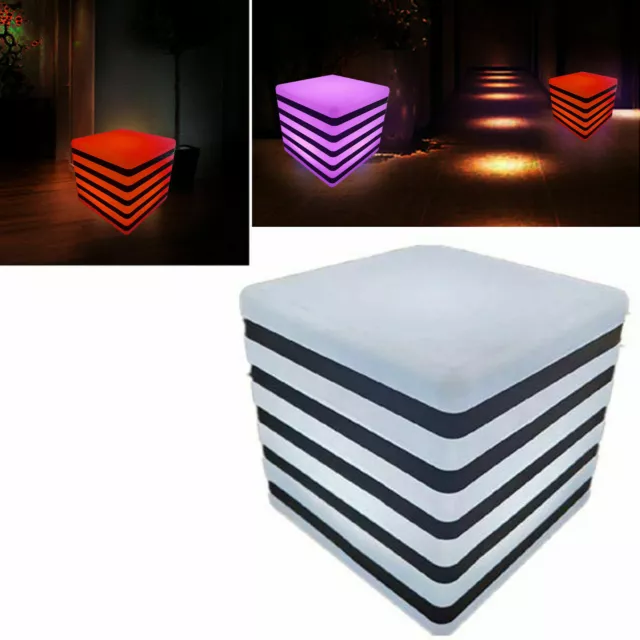 LED Color Changing Cube Stool Seat Chair Waterproof Bar Club Furniture Light Up