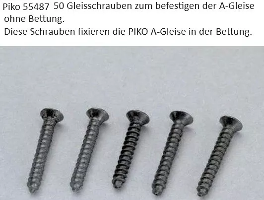 PIKO 55487 50 Screws for PIKO a-Track For Fixed IN The Bedding New 1:87