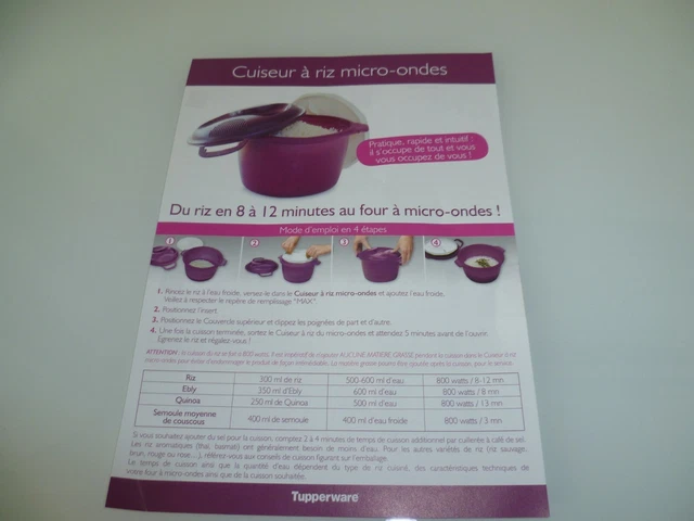 TUPPERWARE NEUVE FICHE Du Cuiseur A Riz Collector EUR 2,20 - PicClick FR