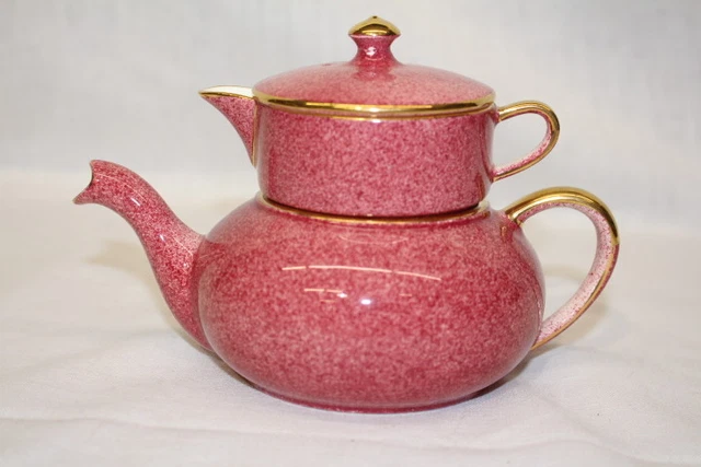 3pc Royal Winton Grimwades MOTTLED PINK #5333 Individual Stacking Teapot Creamer