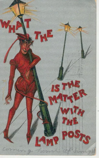 Carte Postale Bébé - Diable Et Lampadaires - Petite Format - - Neuve 1912