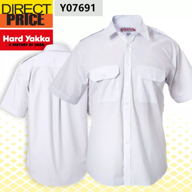 Hard Yakka Foundations Poly Cotton Permanent Press Short Sleeve Shirt Y07691 NEW