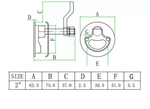 316 Stainless Steel Marine Boat Hatch Latch Turning Lift Handle Flush Mount 2