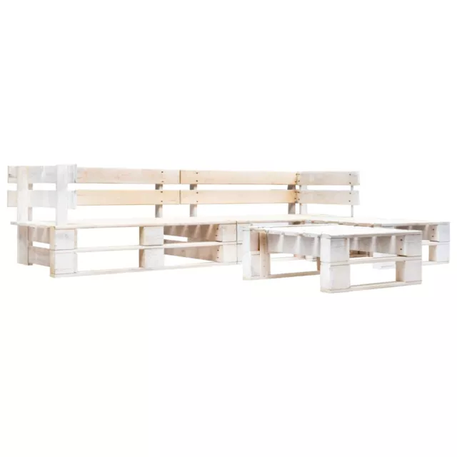 Tidyard Salon de Jardin Palette 4 pièce Bois Blanc, Ensemble de Mobilier de G2W9