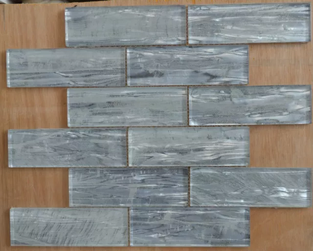 Grey White Glass Mosaic Tiles | 1 sheet 300 x 300 x 8mm | 11 sheets1m2