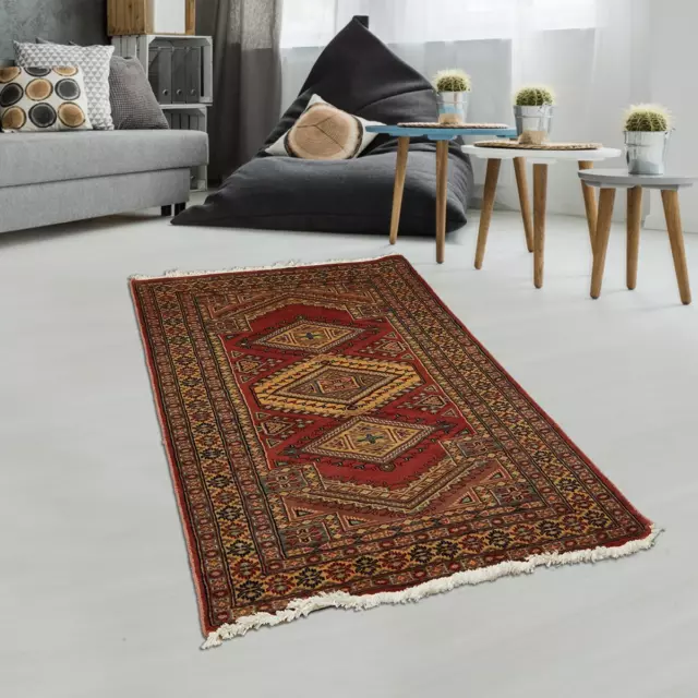 Tapis d'orient Fait main MULTAN 7 1A2T Rouge 90x165 en laine