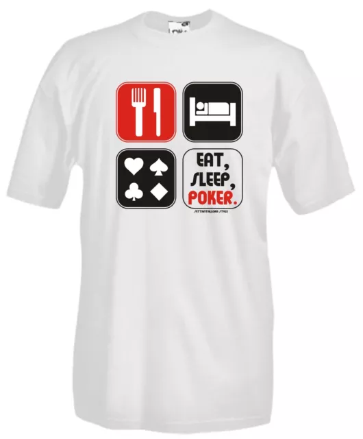 Maglia Eat Sleep Poker D25 Texas Hold'em Fiches Asso Gioco T-shirt cotone slot