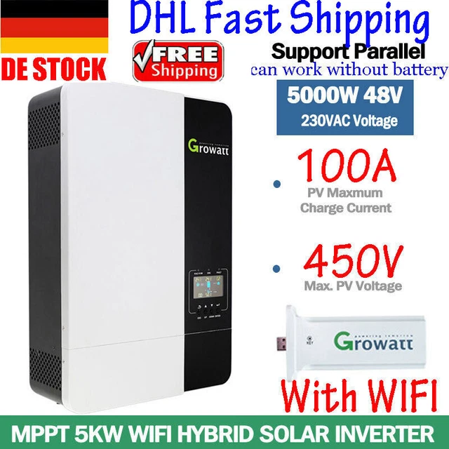 GROWATT 5000W OFF-GRID Solar Inverter with MPPT Controller DC48V to ...