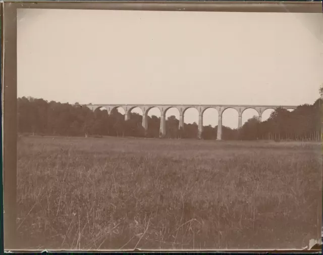 Oise, Queen Blance Viaduct (Coye-la-Forêt) Vintage Citrate Print. Picardy