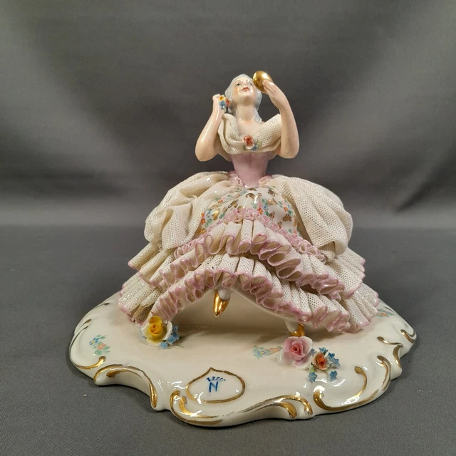 Figurine Miniature Pianiste En Porcelaine Capodimonte - Vintage