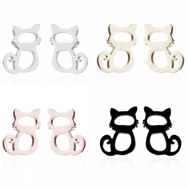 Fashion Girls Women Stainless Steel Cat Earring Ear Studs Earrings Jewelry Gifts