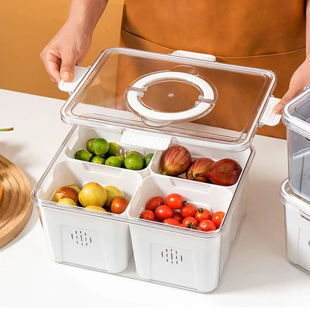 Organizzatore Frigorifero Frutta Verdura Fresca Cesto Scarico Cucina K0H3