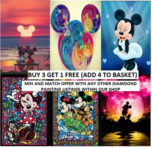 Full Drill 5D Diamond Painting Art DIY Kit 30/40 Disney, Mickey and Minnie