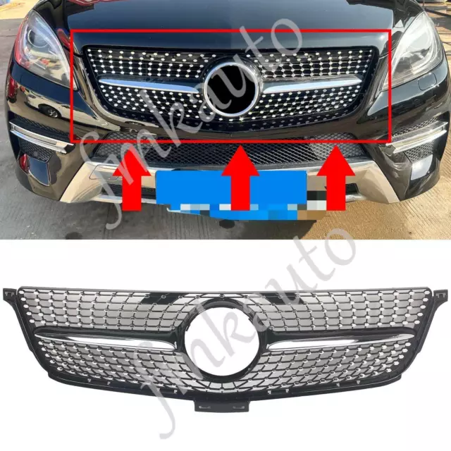 Für Mercedes Benz ML-Class W166 2013-2015 Frontgrill Kühlergrill Grill Schwarz