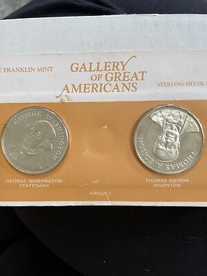 1970 Gallery of Great Americans .925 Silver Proof Medals of Washington & Edison