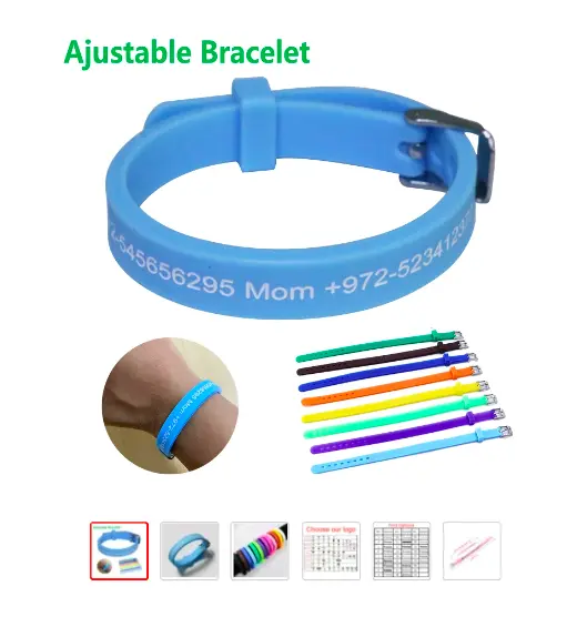Personalized Autism Kids Wristband Custom Bracelet Engraved Phone Number Bangles