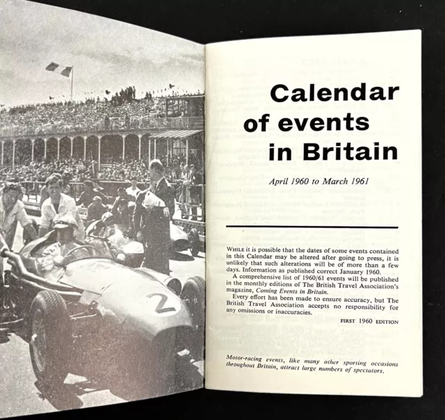 1960-61 UK Britain Events Calendar Vintage Travel Pocket Booklet Sports Shows 2