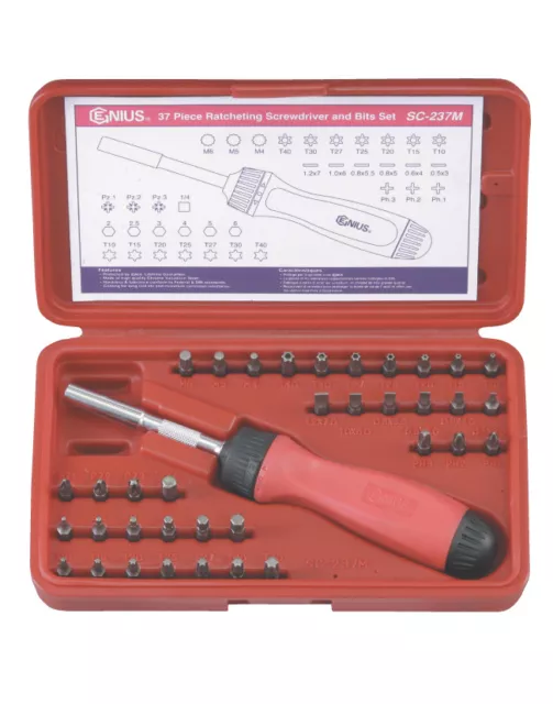 Ratchet Screwdriver Set 37 Piece From Genius Tools Sc-237M