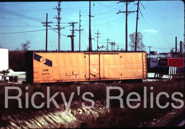 Duplicate Slide CNW #50670 Boxcar Proviso Chicago Northwestern Chicago IL 1968
