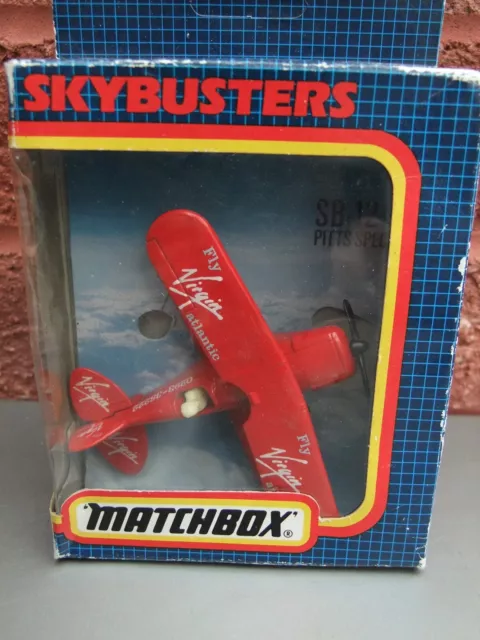 Matchbox Skybusters Pitts Biplane - Virgin Atlantic Red BOXED but minor damage