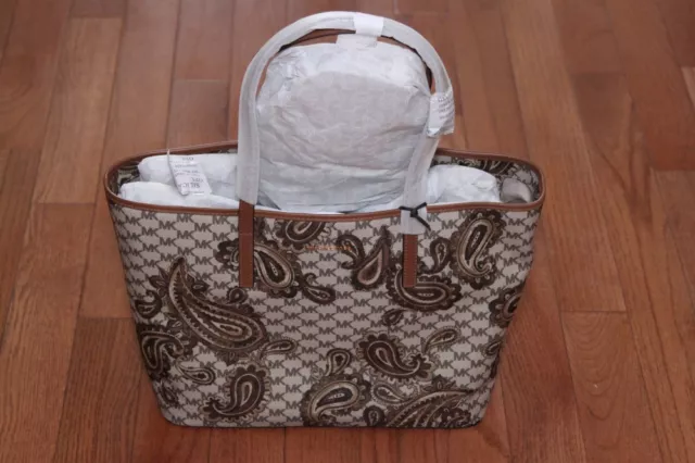 NWT Michael Kors $378 Mercer Studio Paisley Emry Large Top Zip Tote Bag Luggage