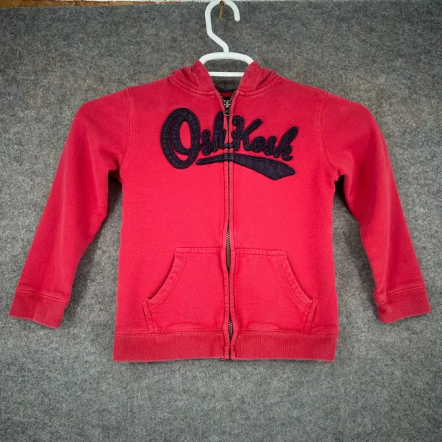 OSHKOSH B'Gosh Sweatshirt Boys Size 8 Red Full Zip Hoodie Embroidered