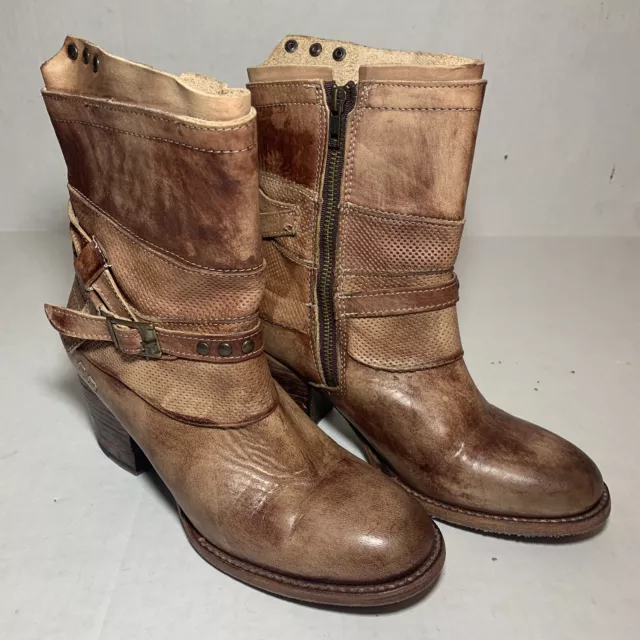 BED STU Leather Western Boots Rowdy Bench Made Cobbler Series Womens Size 9 EUC