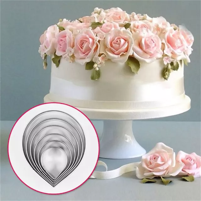 6X/ Set Rose Blütenblatt Form für Kuchen Dekor Fondant Sugarcraft Cutter _$r