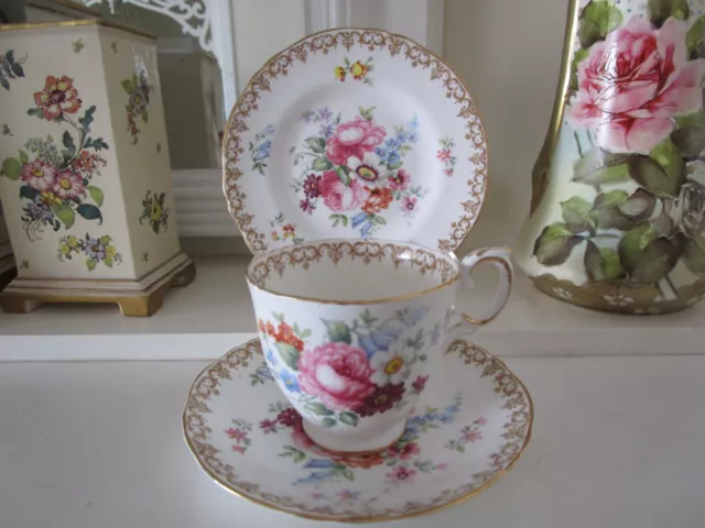 Beautiful Vintage Crown Staffordshire Englands Bouquet Trio