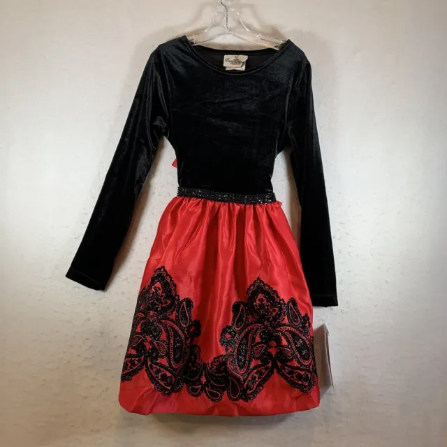 RARE EDITIONS Girls Size 10 Party Dress Red & Black NWT Orig. $84