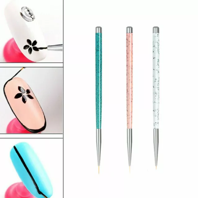 3 Pack Slim Nail Art Brush Pen Nylon Tip Dotting Painting Drawing UV Gel Liner
